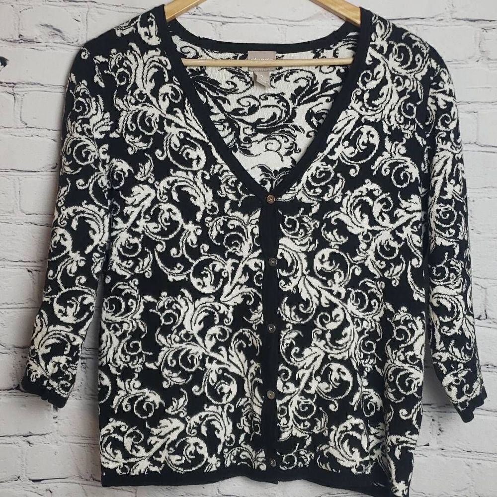 Chico's Black and White Cardigan